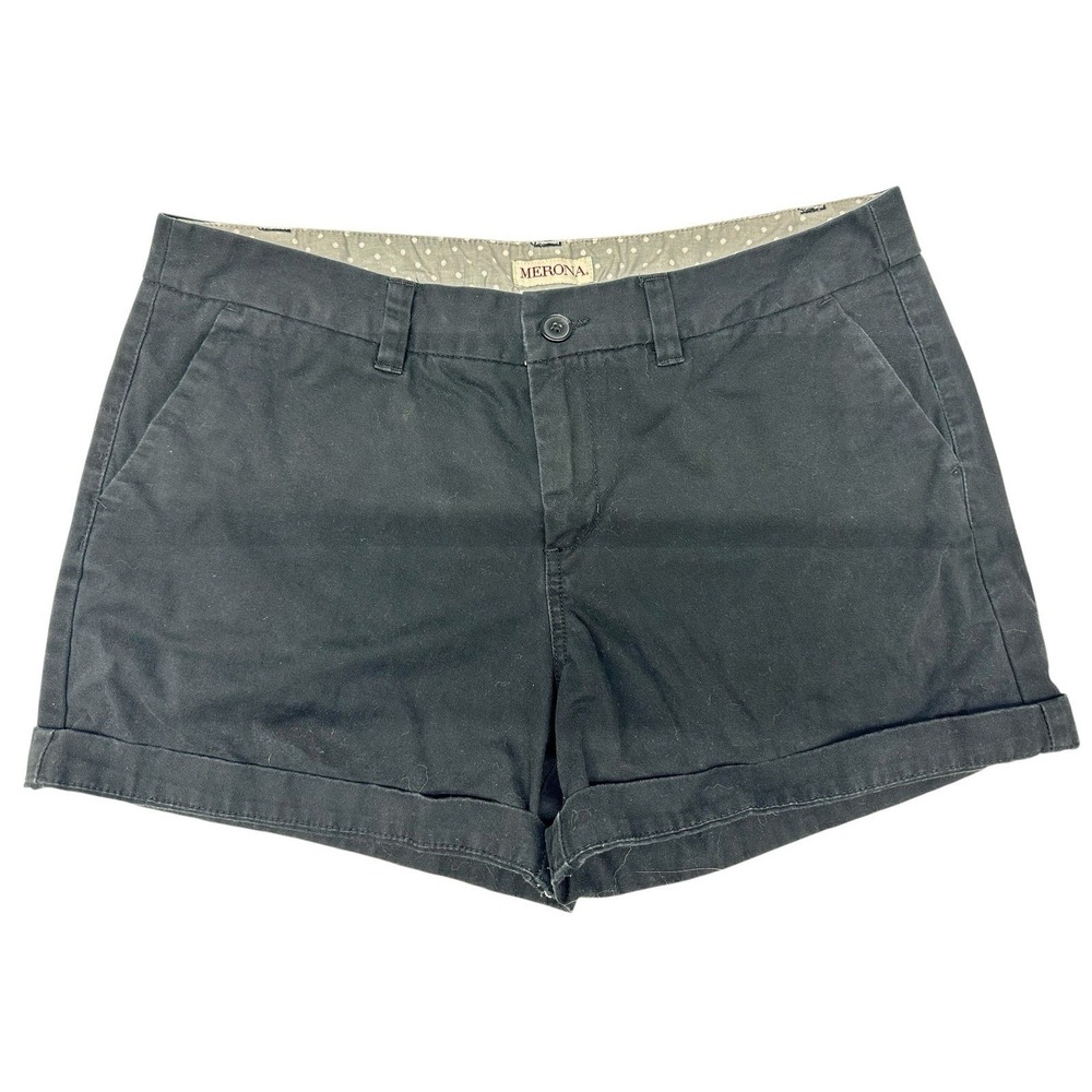 Merona Flat‎ Front Chino Shorts Women's Sz 12 Pockets Zip Button